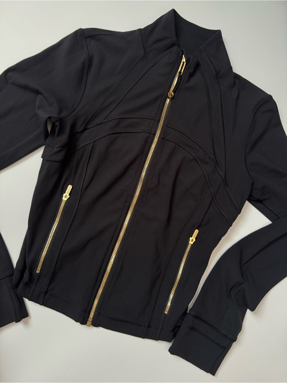 lululemon athletica Black Moto-Style Zip Jacket with Gold Accents - Picture 4 of 7